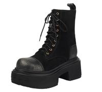 Smilice Stivaletti da donna con suola plateau | altezza totale 12 cm | chiusura lampo laterale | fodera in pelliccia sintetica | per il tempo libero e la città, Oro nero, 42 EU