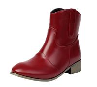 Smilice Stivaletti da donna | tacco piatto da 3,5 cm | fodera morbida | suola antiscivolo | per tutti i giorni e il tempo libero, rosso vivo, 41 EU