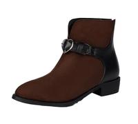 Smilice Stivali western da donna, tacco a blocco, 2,8 cm, ciondolo a forma di cuore, cerniera laterale, per tutti i giorni e il tempo libero, marrone scuro., 52 EU