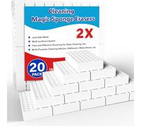 SmilinFit Confezione da 20 spugne magiche, 2 cuscinetti in schiuma di melamina a densità più forte, multifunzionali, per la pulizia della casa, cucina, bagno, vasca, lavandino, pulizia pareti