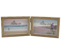 Smiling Art cornice per 2 foto in legno MDF con vetro, cornice pieghevole, doppia cornice (Marrone, Formato orizzontale, 2 x 10 x 15 cm)