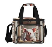 Smiling Pig Window Brown Lunch Cooler, refrigeratori da campeggio, borsa termica