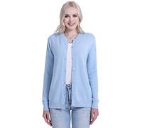 SMILING PINKER Cardigan da donna basic girocollo cappotto lavorato a maglia con bottone, Kentucky Blue., S