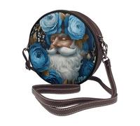 Smiling Santa Claus In Blue White Roses Donne Rotondo Crossbody Borse In Pelle Sling Bag Borsa