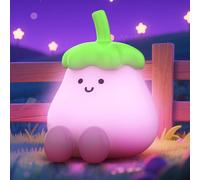 Smiling Shark Carino Lampada Notturne, Melanzana Ricaricabile LED Notturna Silicone Luce 3 Luminosità Sensore Tattile Cute Night Light Luci Notturne per Bambini Decorazione Regali