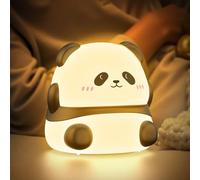 Smiling Shark Carino Lampada Notturne, Panda Ricaricabile LED Notturna Silicone Luce Sensore Tattile 3 Luminosità & RGB Cute Night Light Timer 30 Minuti Luci Notturne per Bambini Decorazione Regali