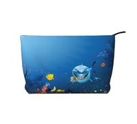 Smiling Shark Chiusura a Cerniera Borsa Trucco Corduroy Organizer Multifunzionale 22x7x17cm per Viaggi Campeggio Vacanze Fitness, Nero , Taglia unica
