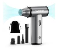 Smiling Shark Elettrico Rimuovi Polvere Aria Compressa, J01 Motore Senza Spazzole in Alluminio 130000Giri/Min Soffiatore Aria Compressa con Velocità Libera Senza Fili per PC/Auto/Camping, Grigi