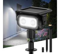 Smiling Shark Faretti Solari LED da Esterno, Luci Solari da Giardino Potenti Regolabili con Sensore di Movimento 4 Modalità & 2 Montaggio IP65 Lampada Solare per Cortile Vialetti, Bianco Freddo 1