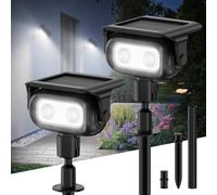 Smiling Shark Faretti Solari LED da Esterno, Luci Solari da Giardino Potenti Regolabili con Sensore di Movimento 4 Modalità & 2 Montaggio IP65 Lampada Solare per Cortile Vialetti, Bianco Freddo 2