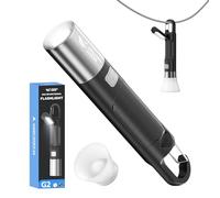 Smiling Shark G2 Torcia LED Potente Ricaricabile Professionale con Luci Laterali COB & Gancio e Diffusori, 3 Modalità Zoomabile per Campeggio, Escursionismo ed Emergenze, Nera