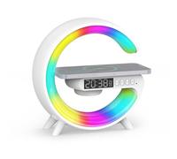 Smiling Shark Intelligente LED Sveglia Luce, Lampada Sveglia Atmosfera con Altoparlante Bluetooth Ricarica Senza Fili Controllo Bottone 10 Modalità D'illuminazione Wake Up Light per Casa Decorazione