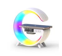 Smiling Shark Intelligente LED Sveglia Luce, Lampada Sveglia Atmosfera con Altoparlante Bluetooth e Ricarica Senza Fili Controllo Bottone 10 Modalità D'illuminazione Wake Up Light per Casa Decorazione