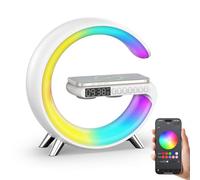 Smiling Shark Intelligente LED Sveglia Luce, Lampada Sveglia Atmosfera con Altoparlante Bluetooth & Ricarica Senza Fili Controllo App Dimmerabile Smart Wake Up Light per Casa Decorazione Regalo