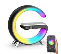 Smiling Shark Intelligente LED Sveglia Luce, Lampada Sveglia Atmosfera con Altoparlante Bluetooth & Ricarica Senza Fili Controllo App Dimmerabile Smart Wake Up Light per Casa Decorazione Regalo