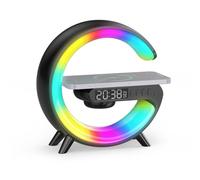 Smiling Shark Intelligente LED Sveglia Luce, Lampada Sveglia Atmosfera con Altoparlante Bluetooth Ricarica Senza Fili Controllo Bottone 10 Modalità D'illuminazione Wake Up Light per Casa Decorazione