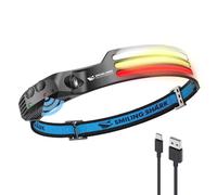 Smiling Shark Lampada Frontale, 230°Angolo Ampio 3*Strisce Luce Multi-Color Super Brillante Ricaricabile Sensore di Movimento Faro Impermeabile Campeggio Outdoor, Torcia-Frontale-Lampada-LED-Camping