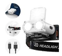 Smiling Shark Lampada Frontale LED, Clip sul Cappuccio 180° Luce Headlamp Mini 5 Tipi di Luce Bianca & Rossa Dimmerabile Ricaricabile Impermeabile Jogging Pesca, LED-Lampada-Clip-Cappuccio-Mini