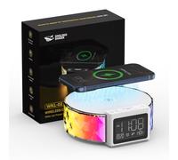 Smiling Shark Lampada Notturna Sveglia Intelligente Ricarica Wireless con Timer Snooze Controllo Touch 3 Luminosità e Effetto RGB Wake Up Light Alarm Clock Charger per Comodino