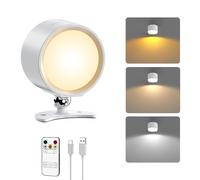 Smiling Shark Lampada Parete Interni F9, Ricaricabile LED Applique Parete Interno con Telecomando e Touch 3 Colori & 4 Luminosità Girevole Applique Interno per Soggiorno Camera da Letto (1, Bianco)