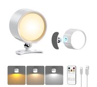 Smiling Shark Lampada Parete Interni F9, Ricaricabile LED Applique Parete Interno con Telecomando e Touch 3 Colori & 4 Luminosità Girevole Applique Interno per Soggiorno Camera da Letto (2, Bianco)