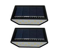 Smiling Shark Lampada Solare da Esterno, 2 Pezzi LED Solare Lampada da Scala Bianca Calda Illuminazione a Doppio Lato IP67 Impermeabile Luci Solari per Scale Esterne Giardino Cortile