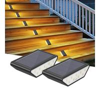 Smiling Shark Lampada Solare da Esterno, 2 Pezzi LED Solare Lampada da Scala Bianca Calda illuminazione a Doppio Lato IP65 Impermeabile Luci Solari per Scale Esterne Giardino Cortile