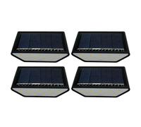 Smiling Shark Lampada Solare da Esterno, 4 Pezzi LED Solare Lampada da Scala Bianca Calda illuminazione a Doppio Lato IP67 Impermeabile Luci Solari per Scale Esterne Giardino Cortile