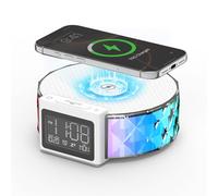 Smiling Shark Lampada Sveglia, Intelligente Sveglia Luce Ricarica Wireless con Timer Snooze Controllo Touch 3 Luminosità e Effetto RGB Wake Up Light Alarm Clock Charger per Comodino