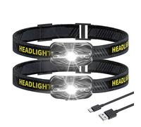 Smiling Shark LED Torcia Frontale 2 Pack, Mini Lampada da Testa Ricaricabile con 5 Modalità di Luce Bianca & Rossa Impermeabile Per Adulti Bambini Campeggio Pesca Jogging, LED-Headlamp-Mini-Per-Adulti