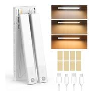 Smiling Shark Luce Armadio LED, HM-01 Luce Armadio con Sensore di Movimento 1200 mAh Ricaricabile USB & 3 Temperature Colore Dimmerabile Magnetico Barra Led per Cucina Garage Scale Corridoio (2 Pack)