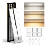 Smiling Shark Luce Armadio LED, HM-02 2 Pack Luce LED Sottopensile Cucina 30CM Magnetica & Sensore Movimento 2000 mAh Ricaricabile Ultra-Piatto & Facile da Installare per Cucina Bagno Camere da Letto