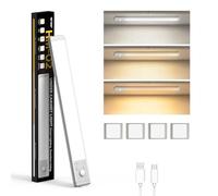 Smiling Shark Luce Armadio LED, HM-02 Luce LED Sottopensile Cucina 30CM Magnetica & Sensore Movimento 2000 mAh Ricaricabile Ultra-Piatto & Facile da Installare per Cucina Bagno Scale Camere da Letto