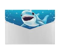 Smiling Shark - Organizer per documenti a fisarmonica, con 6 tasche, espandibile, con etichette, cartelle per documenti da viaggio, buste in plastica con chiusura a scatto, 33 x 23 cm