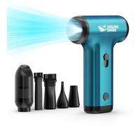 Smiling Shark Soffiatore ad Aria Compressa, JF-01 Vitesse Variabile 130000 Giri/min 5Kpa con Luce LED Elettrico Rimuovi Polvere Senza Fili per Pulizia PC/Tastiera/Auto/Divano/Camping, (PRO Blu)