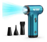 Smiling Shark Soffiatore ad Aria Compressa, JF-01 Vitesse Variabile 130000 Giri/min 5Kpa con Luce LED Elettrico Rimuovi Polvere Senza Fili per Pulizia PC/Tastiera/Auto/Divano/Camping, (Blu)