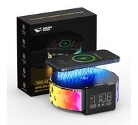 Smiling Shark Sveglia Luce Ricarica, Lampada Notturna Sveglia Intelligente Ricarica Wireless con Timer Snooze Controllo Touch 3 Luminosità e Effetto RGB Wake Up Light Alarm Clock Charger per Comodino