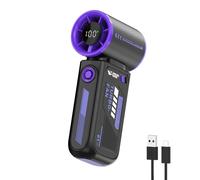 Smiling Shark TF-01 Ventilatore Turbo Portatile, Turbo Power 10m/s Alta Velocità Regolabile 1-100 Mini Ventilatore Portatile a Mano [Max 12H] con Display LED per Viaggi/Concerti/All'aperto/Campeggio