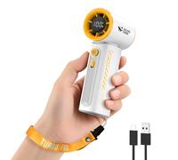Smiling Shark TF-02 Ventilatore Turbo Portatile, Turbo 1-100 Velocità Mini Ventilatore Portatile a Mano [Max 12H] con Display LED/Cordino/Base, Ventilatore 2 in 1 Mano/Scrivania per Esterno Interno