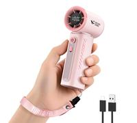 Smiling Shark TF-02 Ventilatore Turbo Portatile, Turbo 1-100 Velocità Mini Ventilatore Portatile a Mano [Max 12H] con Display LED/Cordino/Base, Ventilatore 2 in 1 Mano/Scrivania per Esterno Interno