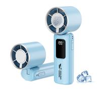 Smiling Shark TF-03 Ventilatore Portatile a Mano Turbo, 199 Alta Velocità Stepless Ventilatore a Mano con Raffreddamento, 90°Pieghevole & Ventilatore 3 in 1 Mano/Tavolo/Collo per Viaggi/Esterno