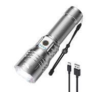 Smiling Shark Torcia, Flashlight LED Ultra-Luminosa Con 8000 Lumens SD-70089 per Camping Hiking Outdoor, Torce Tattica Militare Impermeabile Zoomabile Ricaricabile, Torcia-LED-Torce-Potente-Flashlight
