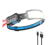 Smiling Shark Torcia Frontale, LED Ricaricabile Headlamp 7 * Luce Bianche Sensore Movimento Super Brillante Rojo Luz Trasera Per Campeggio Pescar Correr Reparar, Torcia-Frontale-Lampada-Ricaricabile