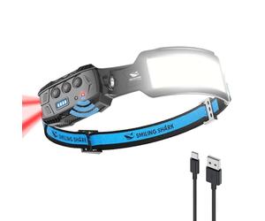 Smiling Shark Torcia Frontale, LED Ricaricabile Headlamp 7 * Luce Bianche Sensore Movimento Super Brillante Rojo Luz Trasera Per Campeggio Pescar Correr Reparar, Torcia-Frontale-Lampada-Ricaricabile