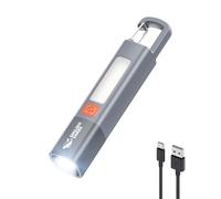 Smiling Shark Torcia LED Potente Professionale, G1 Mini Torcia Ricaricabile USB con Luce Laterale 3 Modalità & Zoom Impermeabile Torce Alta Potenza con Gancio per Viaggio/Emergenza, Grigio