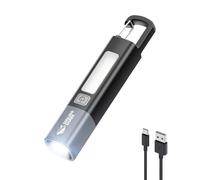 Smiling Shark Torcia LED Potente Professionale, G1 Mini Torcia Ricaricabile USB con Luce Laterale 3 Modalità & Zoom Impermeabile Torce Alta Potenza con Gancio per Viaggio/Emergenza, Nero