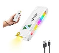 Smiling Shark Torcia ML01, Lampada Torcia LED Ricaricabile USB Magnetica con Luce Bianca, Gialla, Viola & Luce Laterale RGB Flashlight Compatta con Clip per Campeggio Escursionismo Emergenze (Bianco)