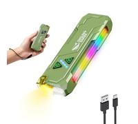 Smiling Shark Torcia ML01, Lampada Torcia LED Ricaricabile USB Magnetica con Luce Bianca, Gialla, Viola & Luce Laterale RGB Flashlight Compatta con Clip per Campeggio Escursionismo Emergenze (Verde)