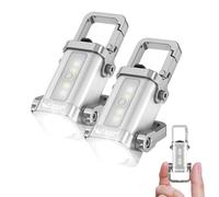 Smiling Shark TP-01 Mini Torcia, Lampada LED Portachiavi 400 Lumen COB Ricaricabile Tipo-C Multi-Modi (Alto/Basso/Lampeggiante/SOS) per Esterno Viaggi Emergenze (2 PACK)