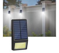 Smiling Shark WL-04 Luce Solare Esterno, 199 LED Lampada Solare da Parete con Sensore di Movimento 160°Impermeabile Faretti Solari a LED da Esterno per Giardino Patio Pathway, Bianco Freddo